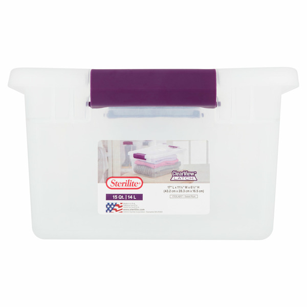 Sterilite Clearview Latch 15 Sweet Plum Storage Container Same