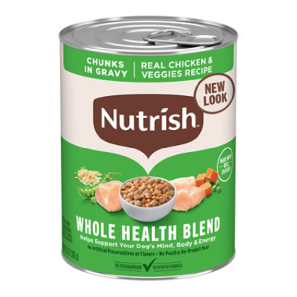 Rachael Ray Nutrish Food for Dogs, Natural, Real Chicken & Veggies Recipe, Chunks in Gravy, Adult