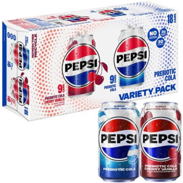 Sam's Club Pepsi Prebiotic Cola & Cherry Vanilla Soda Variety Pack