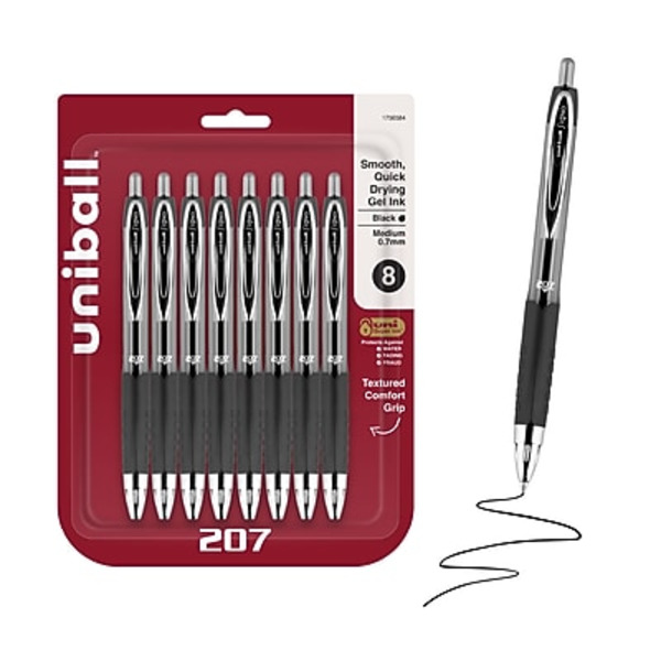 Uni-ball 0.7 mm Medium Point Black Retractable Gel Pens