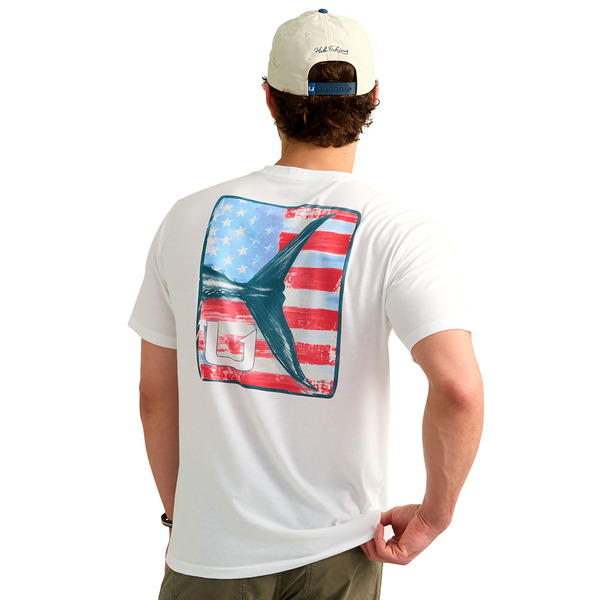 Huk Men's Americana Short Sleeve T-Shirt, L - White