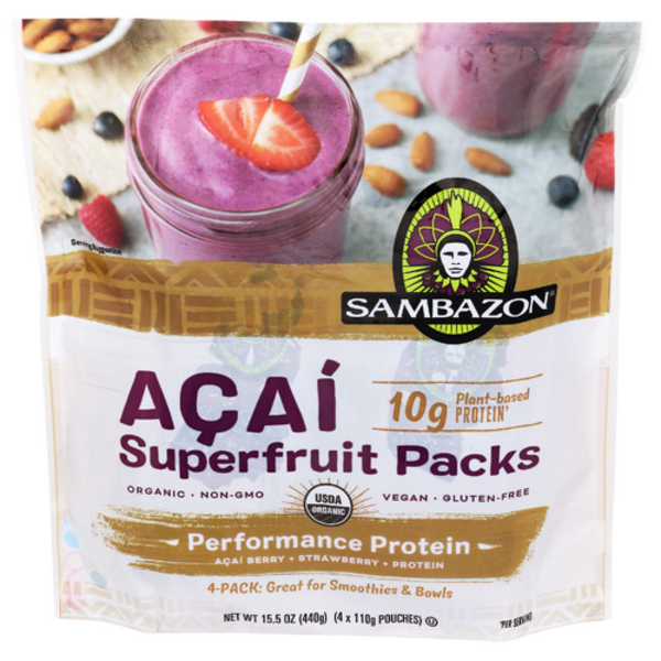 Sambazon Organic Performance Protein Smoothie 4 Pack Same-Day
