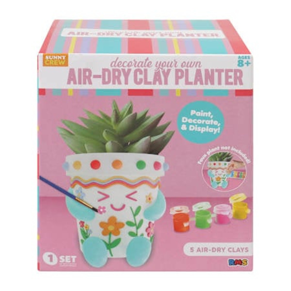 Sunny Crew Decorate Your Own Air-Dry Clay Planter Set