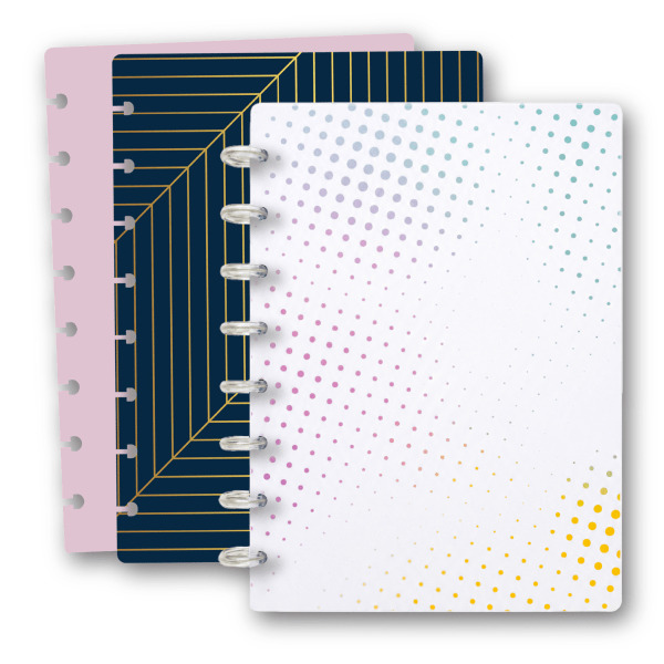 TUL Discbound Notebook With 3 Customizable & Reversible Poly Covers, Junior Size, Narrow Ruled, 60 Sheets - Assorted Cover Designs