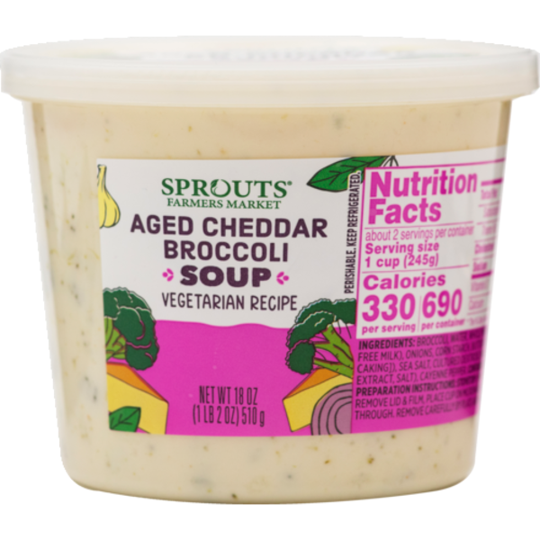 Sprouts Aged Cheddar Broccoli Soup Vegetarian Recipe