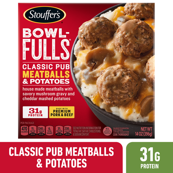 Stouffer's Bowl-Fulls Classic Pub Meatballs & Mashed Potatoes Bowl Frozen Meal