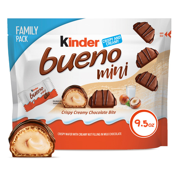 Kinder Bueno Mini Chocolate Bites with Crispy Wafer and Hazelnut Cream, Individually Wrapped, Family Pack, 9.5 oz