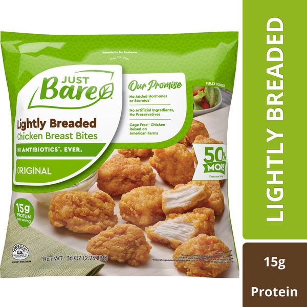 Just Bare Fully Cooked Lightly Breaded Chicken Breast Bites Family Pack