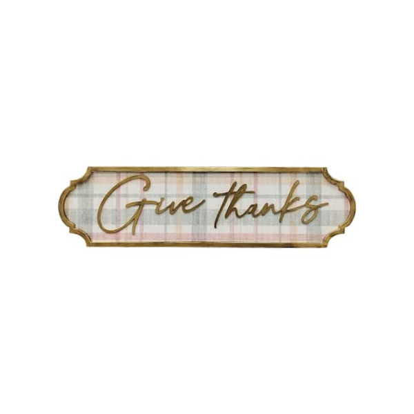 Ashland Give Thanks Plaid Wall Sign