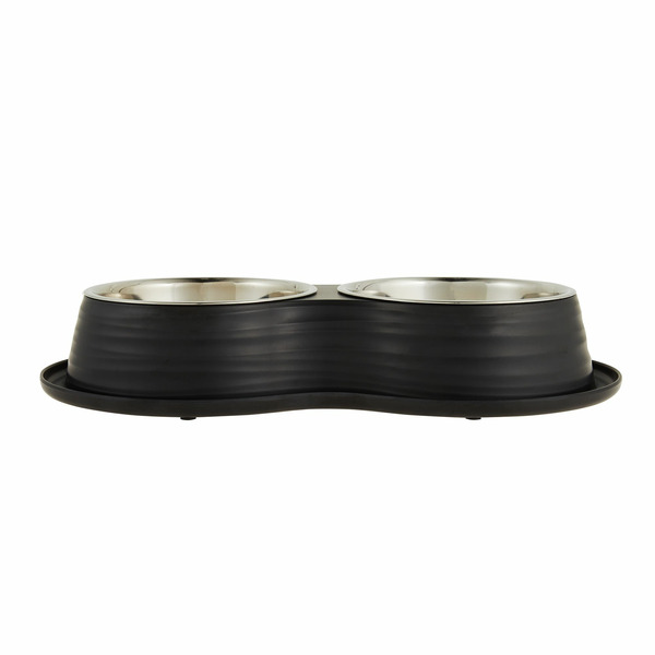 Top Paw Melamine & Stainless Steel Double Diner Dog Bowl - Black