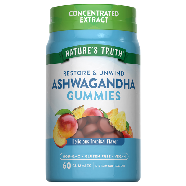 Nature's Truth Ashwagandha 500 MG, Vegan Gummies, Natural Tropical