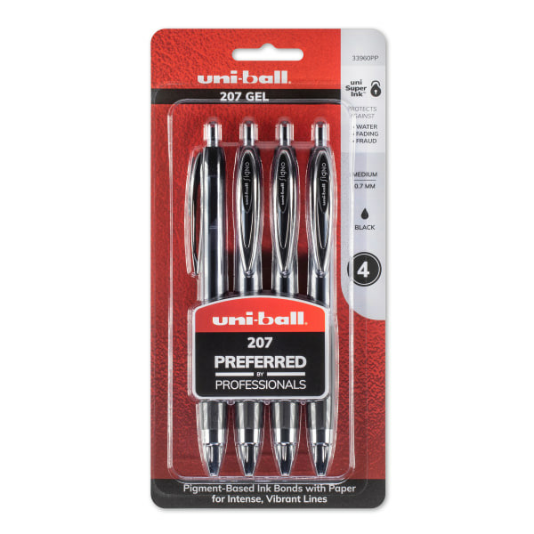 Uni-Ball 207 Black Medium Point Gel Click Pens