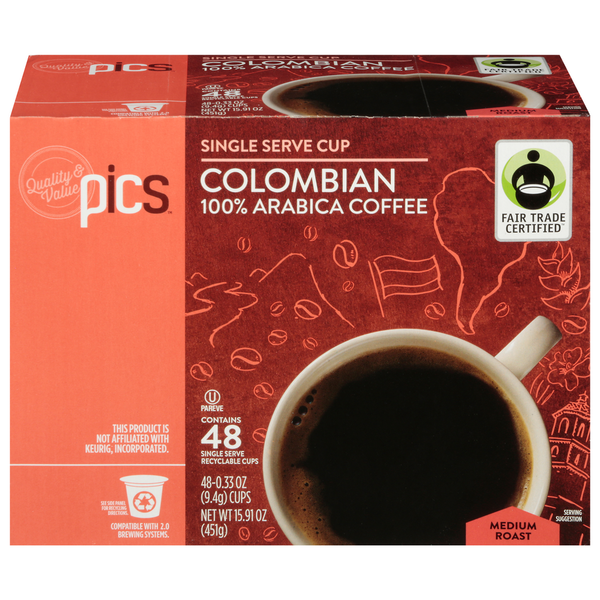 PICS Columbian Blend Medium Roast Single Serve Cup Coffee Same-Day
