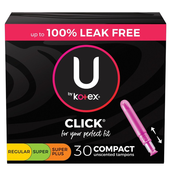 U by Kotex Click Compact Multipack Unscented Tampons, Regular/Super/Super Plus