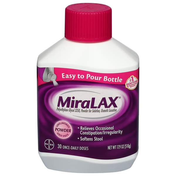 MiraLAX Laxative, Osmotic, Powder for Solution, Polyethylene Glycol 3350, Unflavored - 17.9 oz