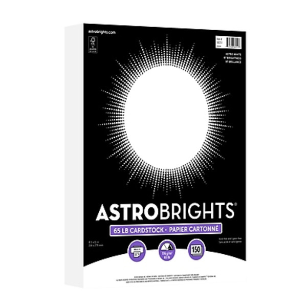 Astrobrights 8.5" x 11" 65lbs. Cardstock Paper - Astro White