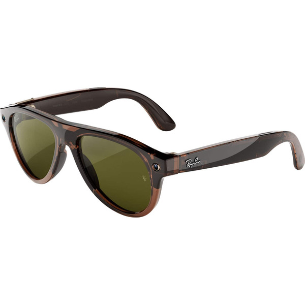Ray-Ban Meta Aviator (Gen 3) AI Glasses With Camera, Transitions Jade Lenses - Transparent Umber
