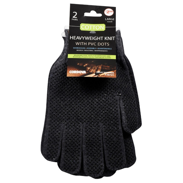 CORDOVA SAFETY PRODUCTS Large Heavyweight Cotton Knit Gloves Same
