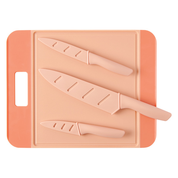 ALDI Crofton Cutting Board & Knives Set Peach SameDay Delivery or