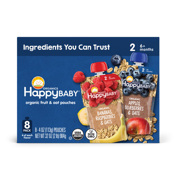 Happy Baby Organics Organics Clearly Crafted Stage 2 Two Flavor Pouch 8ct Variety Pack