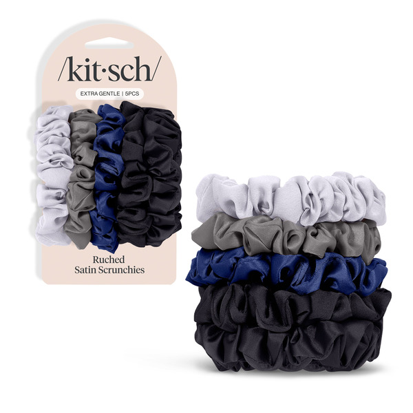 Kitsch Satin Petite Scrunchies Set - Midnight