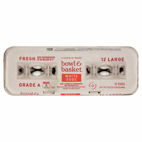 Bowl & Basket Fresh White Eggs, Large