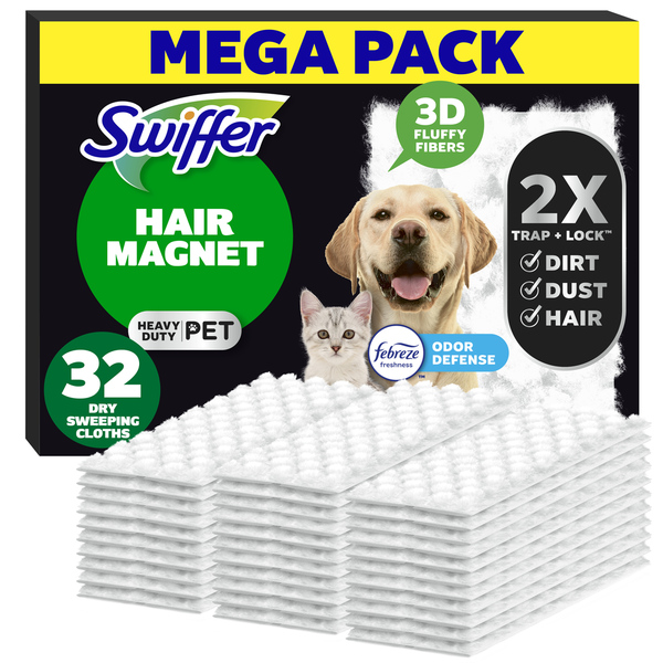 Swiffer Sweeper Hair Magnet Pet Heavy-duty Multi-surface Febreze Scent Dry Sweeping Cloth Refills (32-count)