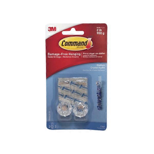 3m Command Medium Decorative Clear Crystal Hooks 2 Ct From