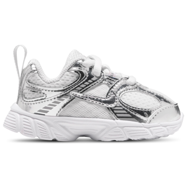 Nike Girls' V5 RNR Shine Shoes, Size 5 - White/Grey/Silver