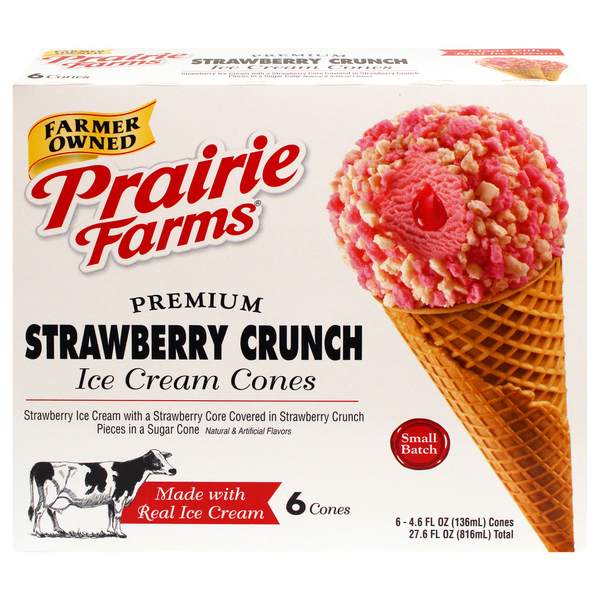 Prairie Farms Premium Strawberry Crunch Ice Cream Cones Same-Day