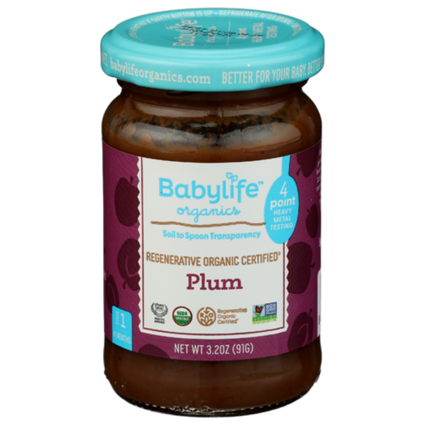 Babylife Organics Organic Plum Stage 1 Baby Food Jar
