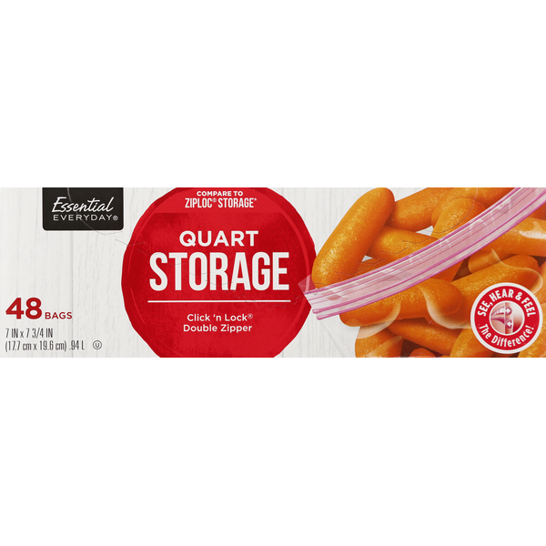 Essential Everyday Storage Bags, Double Zipper, Quart Same-Day