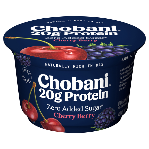 Chobani Cherry Berry Greek Zero Added Sugar Lowfat Yogurt Same-Day
