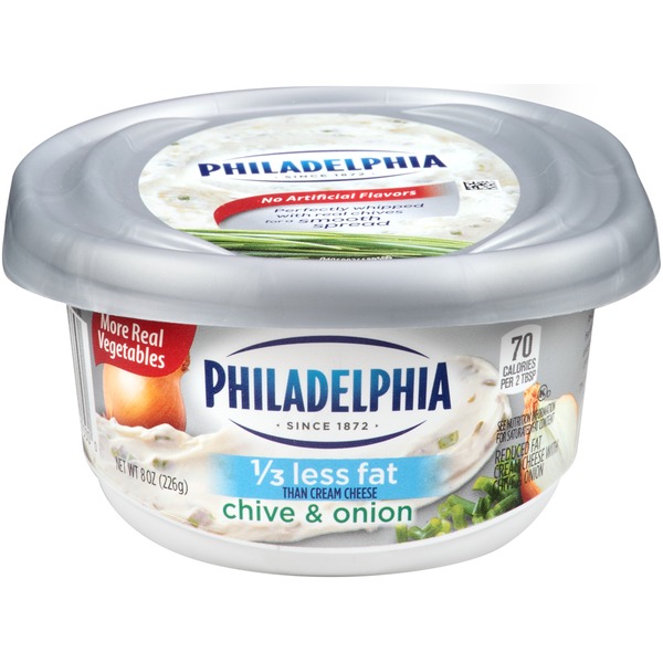 Kraft Philadelphia 1/3 Less Fat Chive & Onion Cream Cheese Spread from JewelOsco Instacart