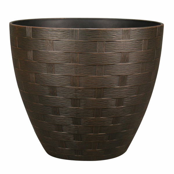 allen + roth 15.4-in W x 15.4-in L x 13.68-in H Rust Resin Cone Indoor Planter