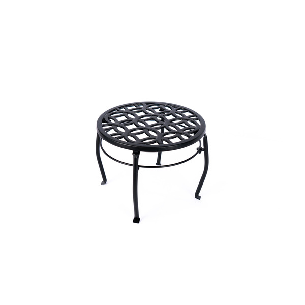 allen + roth 9.06-in H x 11.81-in W black Indoor Round Cast iron Plant Stand