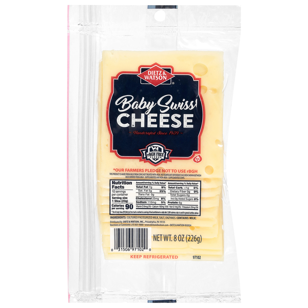 Dietz & Watson Baby Swiss Cheese Slices Same-Day Delivery or