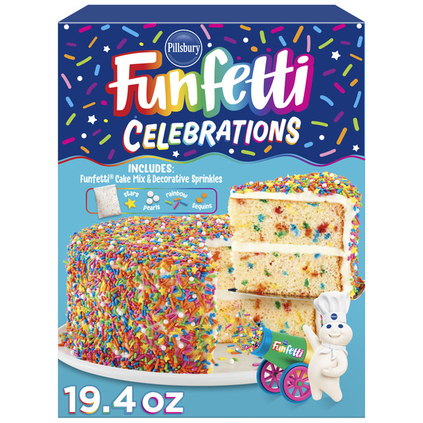 Pillsbury Funfetti Celebration Cake Mix, 19.4 Oz Box