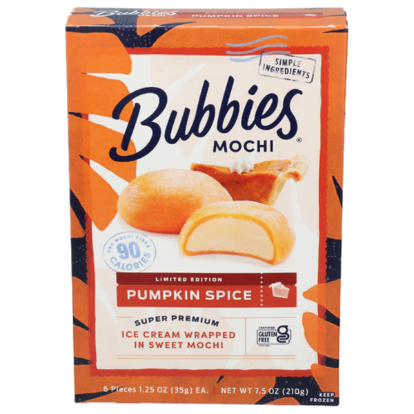 Bubbies Hawaii Mochi Pumpkin Pie Ice Cream Bites 6 Pack