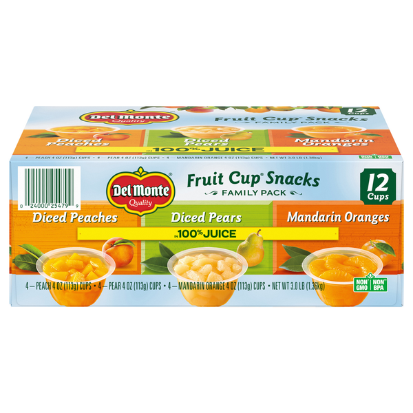 Del Monte Fruit Cup Snacks, Assorted, Family Pack Same-Day