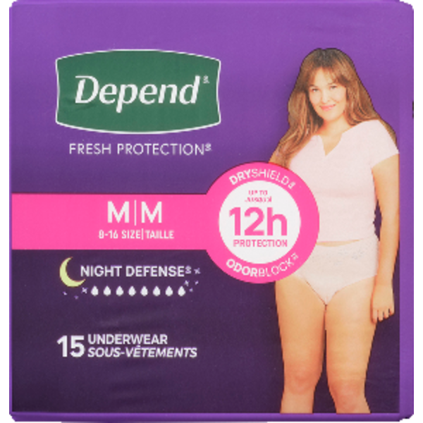 Depend Medium Unscented Night Defense Overnight Underwear for Women ...