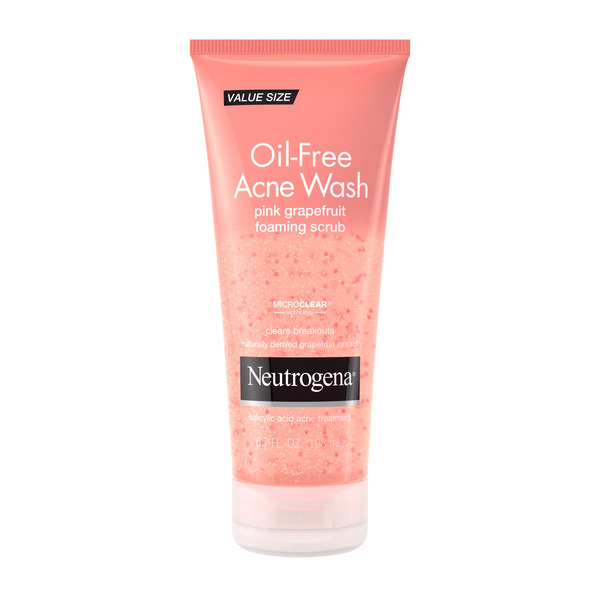 Neutrogena Oil Free Pink Grapefruit Acne Face Wash with Vitamin C, 2% Salicylic Acid Acne Treatment, Gentle Foaming Vitamin C Facial Scrub to Treat & Prevent Breakouts, 6.7 fl. oz - 6.7 fl oz