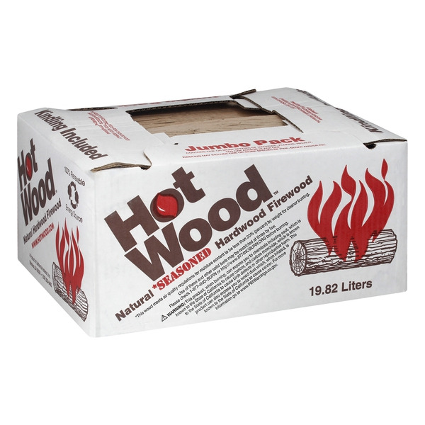 Hot Wood Firewood, Natural, Seasoned, Hardwood, Jumbo Pack Same