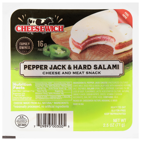 Cheesewich Pepper Jack & Hard Salami Cheese and Meat Snack