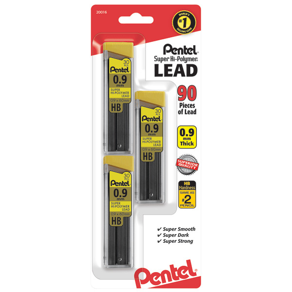 Pentel HB 30 Leads Per Tube Super Hi-Polymer Leads - 0.9 mm