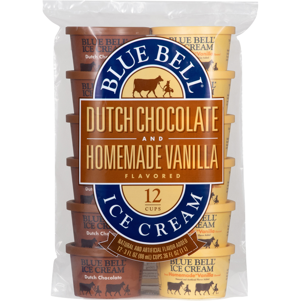 Blue Bell Vanilla and Chocolate Ice Cream Cups