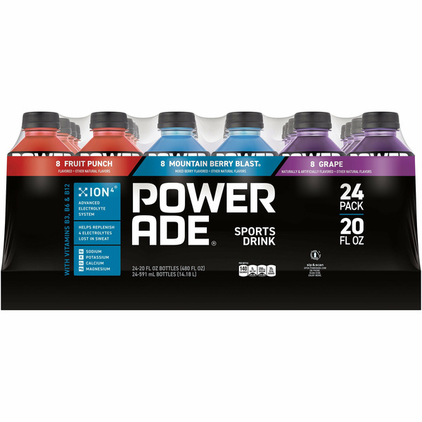 Powerade Sports Drink, Variety Pack, 20 fl oz, 24-count