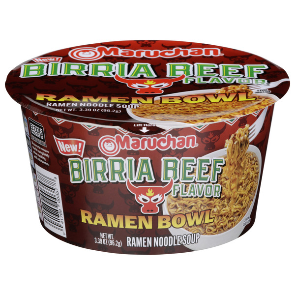 Maruchan Bowl Ramen Noodle Soup, Birria Beef, 3.4 oz