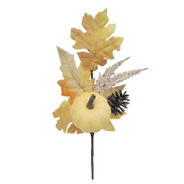 Ashland Cream Pumpkin with Oak Leaf Pick