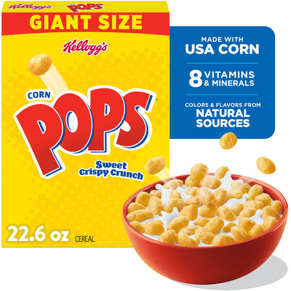 Kellogg's Corn Pops Breakfast Cereal, 8 Vitamins and Minerals, Kids Snacks, Giant Size, Original, Box (1 Box)